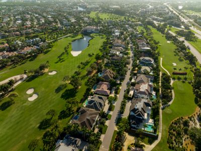 Aerial drone photo luxury real estate in Boca Raton FL